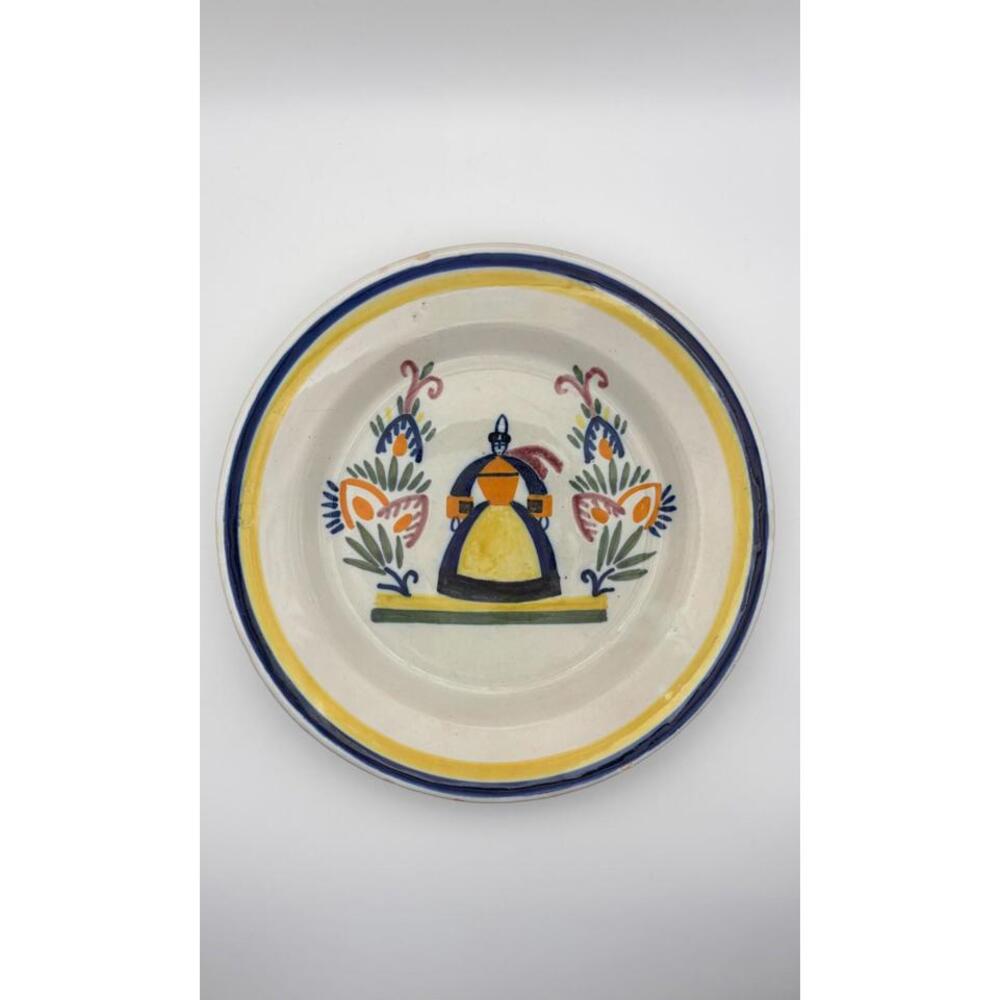 Rare Set 3 Henriot Quimper Faience Plates– Hand Painted Breton Figures France 7"
